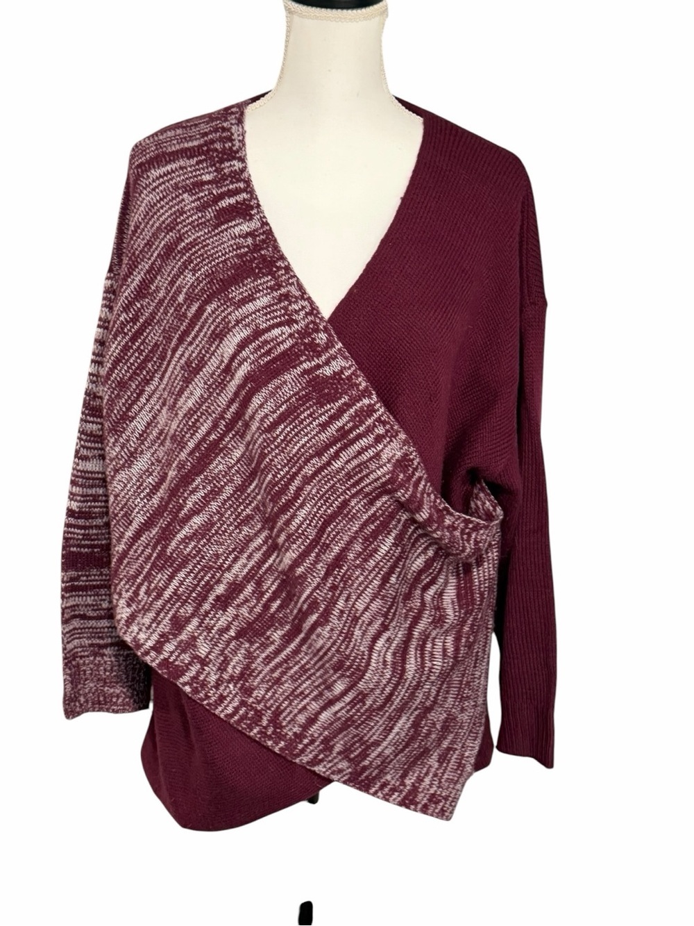 BloomChic Maroon and Heathered  Wrap Criss Cross Sweater sz 14-16